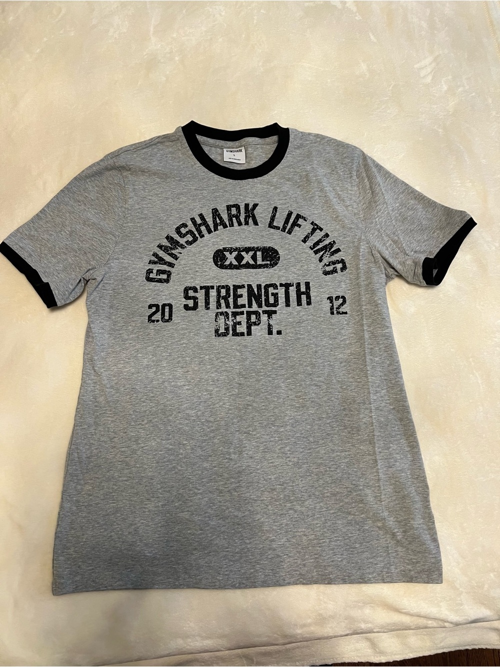 Gymshark Gray Ringer Tee with Black Trim - Strength Dept.